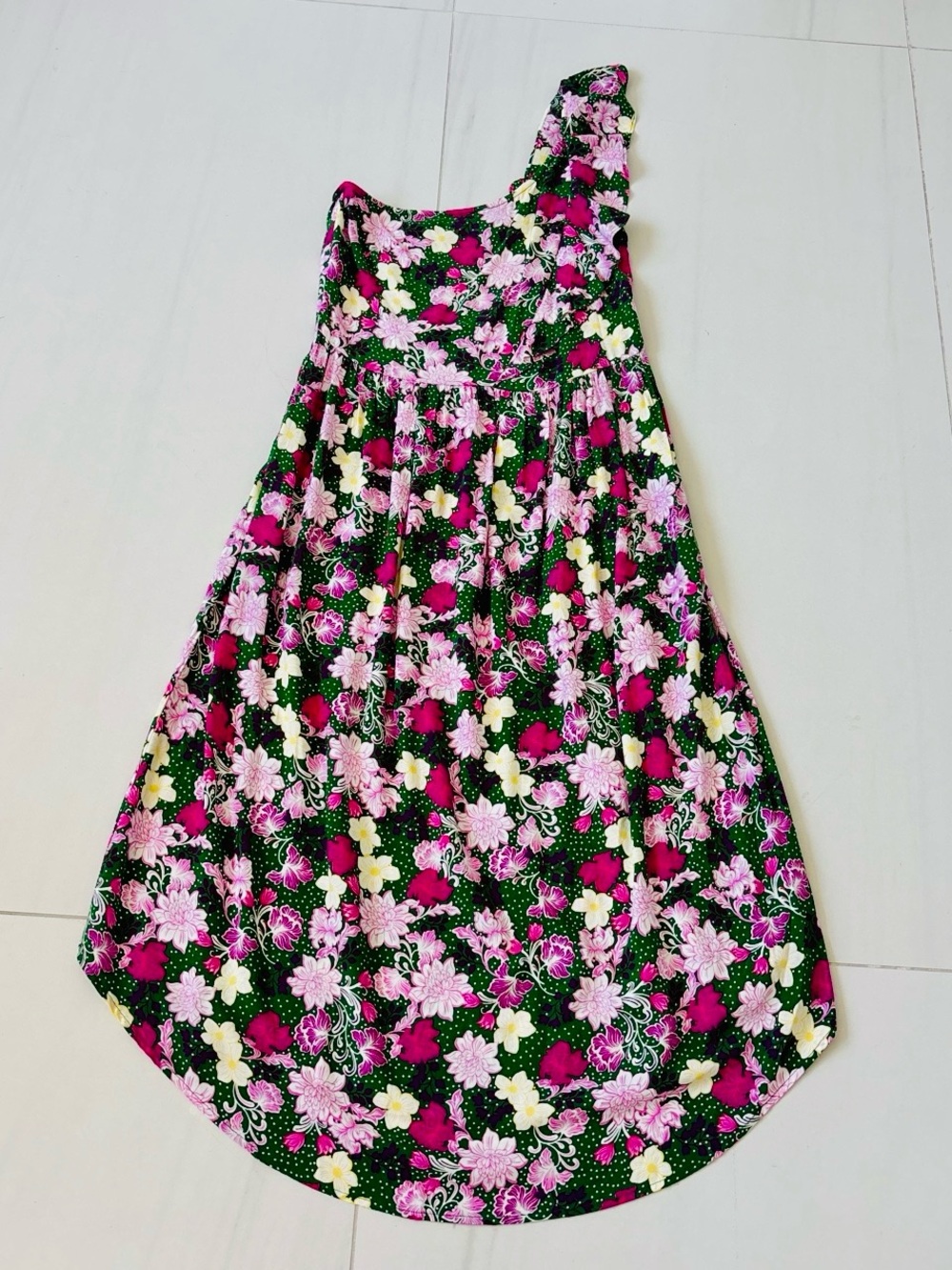 Sofía Vergara Green Floral One Shoulder Dress